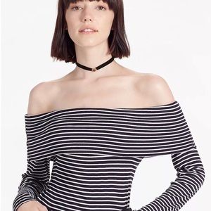 Lucky Woman’s Off Shoulder Striped Shirt Sz XL